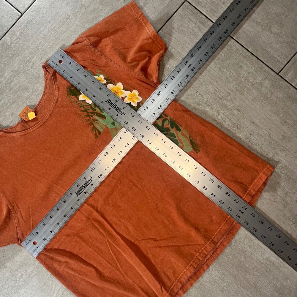 Crazy Shirts Hawaii Original Pumpkin Dyed Floral Plumeria Cotton Tee Orange L - Picture 7 of 8
